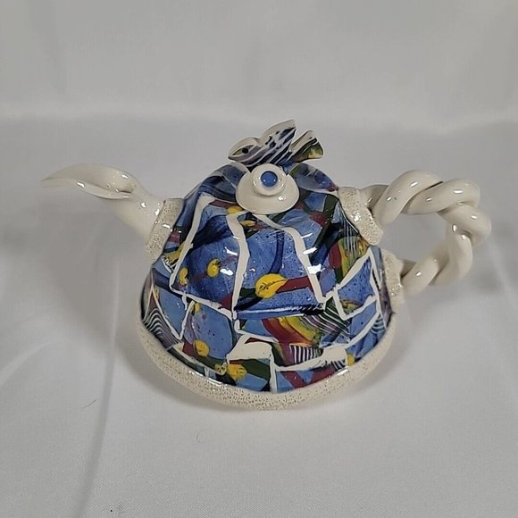Unique Whimsical Abstract Handmade Studio Art Pottery Teapot Gail Pittman - Picture 2 of 10